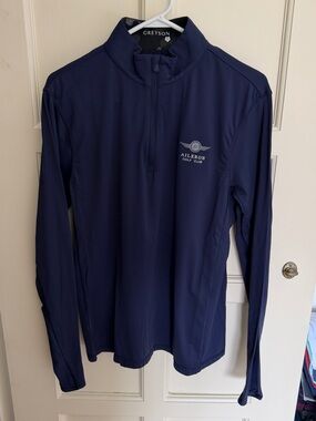 Greyson Aileron Golf Club Quarter Zip Pullover Navy Size M AS-IS Wolf Logo